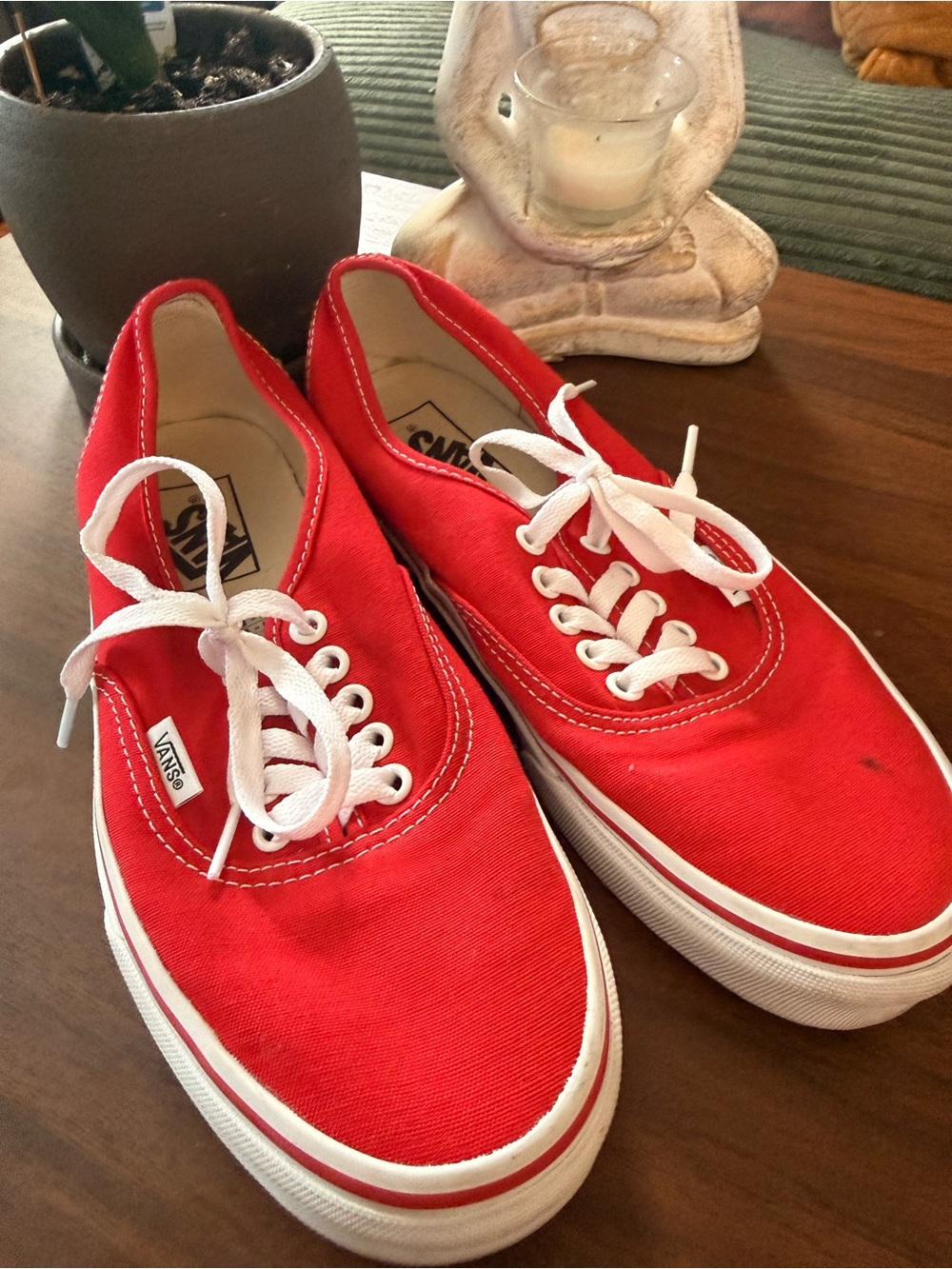 Vans Red Canvas Low-Top Lace-Up Sneakers